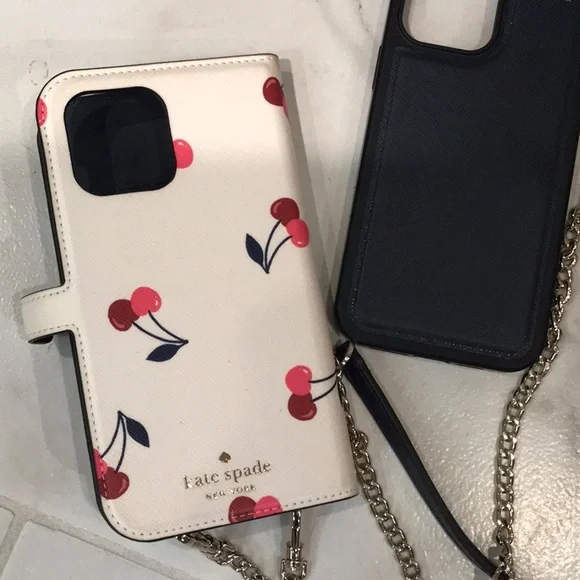 Kate Spade iPhone 13 Pro Max Magnetic Wrap Folio Case on a Chain crossbody - Picture 2 of 5